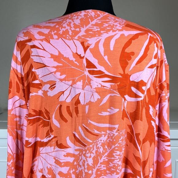 Soft Surroundings Del Rio Embellished Tunic Top Orange Pink Floral Size 2X - Picture 9 of 15